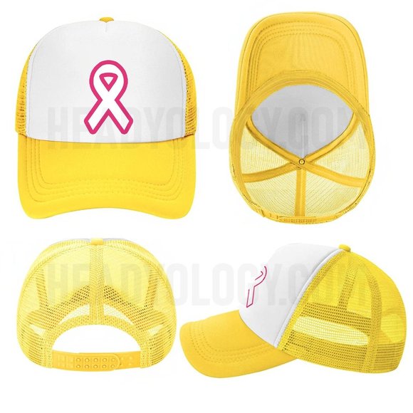 Cancer Awareness Hat Pink Ribbon Baseball Trucker Hat(Choose your color) - Picture 11 of 16